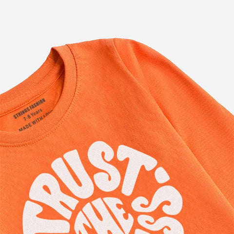 DIGITAL PRINTED TRUST PROCESS MOCK ORANGE GIRLS LONG SLEEVE T.SHIRT