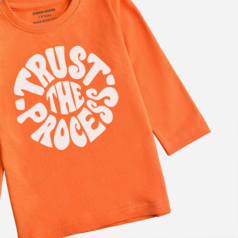 DIGITAL PRINTED TRUST PROCESS MOCK ORANGE GIRLS LONG SLEEVE T.SHIRT
