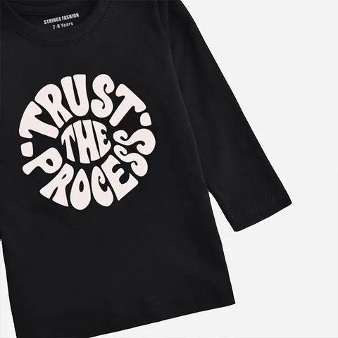 DIGITAL PRINTED TRUST PROCESS JET BLACK GIRLS LONG SLEEVE T.SHIRT
