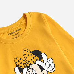 DIGITAL PRINTED STAY AWESOME CANARY YELLOW GIRLS LONG SLEEVE T.SHIRT