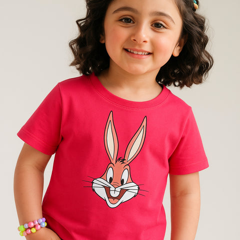 BUG BUNNY PRINTED PARADISE PINK GIRLS SHORT SLEEVE T-SHIRT