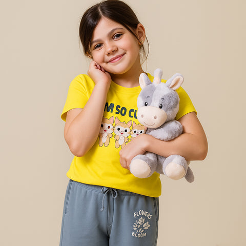 DIGITAL PRINTED I’M CUTE JUNIOR CANARY YELLOW COLOR GIRLS T.SHIRT
