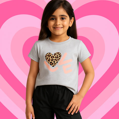 GREY PRINTED LOVE JUNIOR GIRLS T.SHIRT