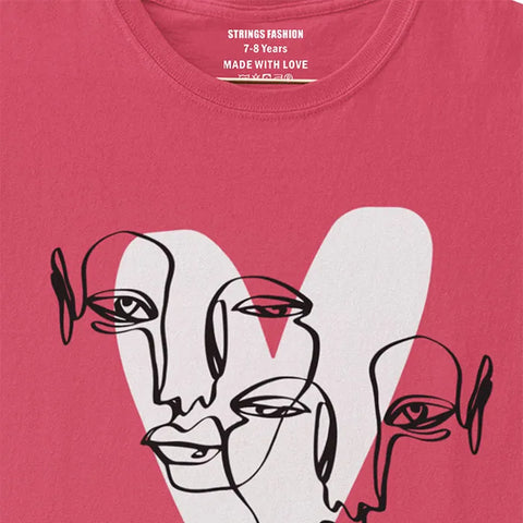 HEART CALIGRAPHY PARADISE PINK JUNIOR GIRLS T-SHIRT