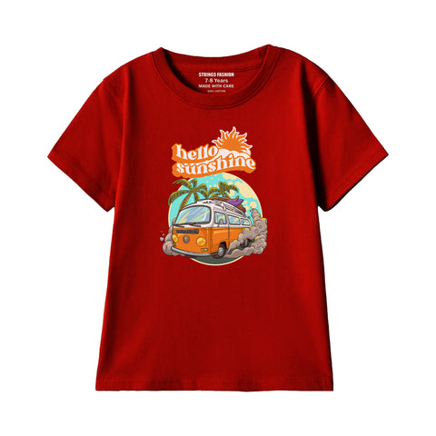 HELLO SUN SHINE BOYS SHORT SLEEVE MEHROON T.SHIRT &  SHORTS (SF-29306)