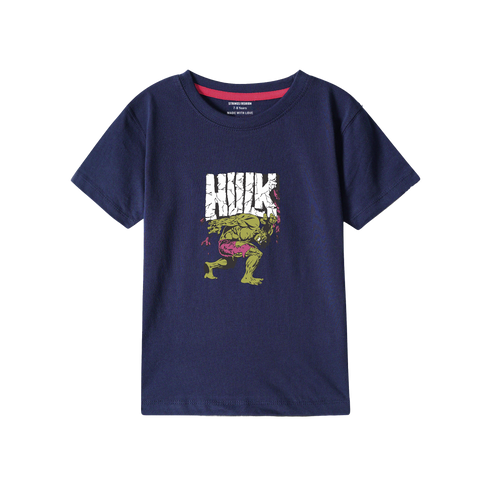 HULK NAVY PRINTED BOYS T.SHIRT