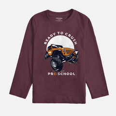MONSTAR TRUCK BURGUNDY BOYS LONG SLEEVE T.SHIRT