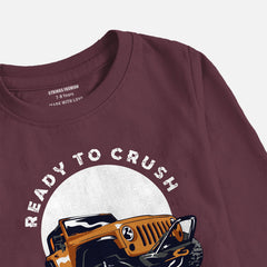 MONSTAR TRUCK BURGUNDY BOYS LONG SLEEVE T.SHIRT