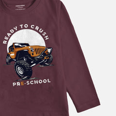 MONSTAR TRUCK BURGUNDY BOYS LONG SLEEVE T.SHIRT