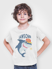 DIGITAL JAWSOME PRINTED WHITE JUNIOR BOYS T.SHIRT