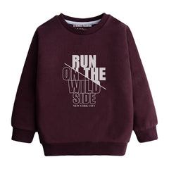 RUN ON THE WILD SIDE MAHROON COLOR BOYS LONG SLEEVE SWEAT-SHIRT