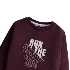 RUN ON THE WILD SIDE MAHROON COLOR BOYS LONG SLEEVE SWEAT-SHIRT