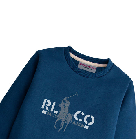 ALPHA POLO BOYS LONG SLEEVE NAVY SWEAT-SHIRT