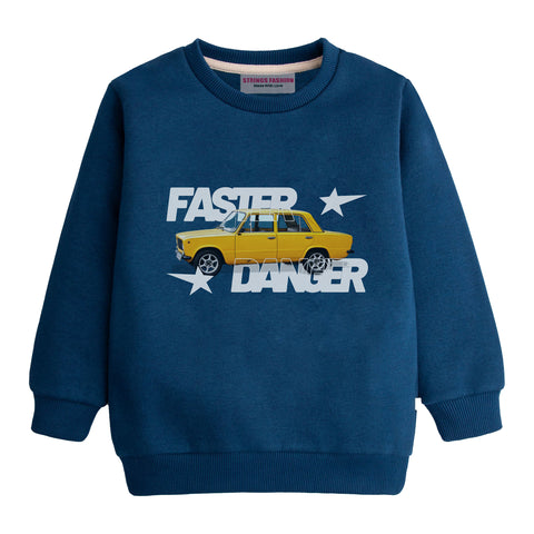FASTER DANGER BOYS NAVY LONG SLEEVE SWEAT-SHIRT
