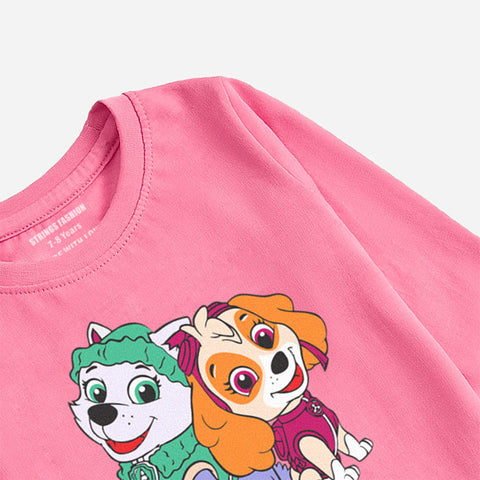 DIGITAL PRINTED PAW PATROL COSMOS PINK GIRLS LONG SLEEVE T.SHIRT