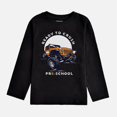 DIGITAL PRINTED MONSTAR TRUCK JET BLACK BOYS LONG SLEEVE T.SHIRT