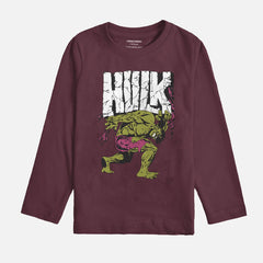 HULK BURGUNDY BOYS LONG SLEEVE T.SHIRT