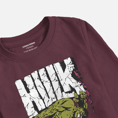 HULK BURGUNDY BOYS LONG SLEEVE T.SHIRT
