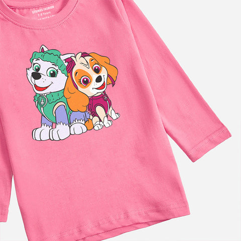 DIGITAL PRINTED PAW PATROL COSMOS PINK GIRLS LONG SLEEVE T.SHIRT