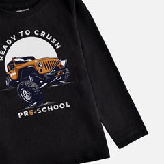 DIGITAL PRINTED MONSTAR TRUCK JET BLACK BOYS LONG SLEEVE T.SHIRT