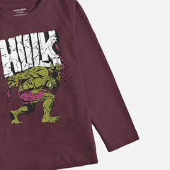 HULK BURGUNDY BOYS LONG SLEEVE T.SHIRT
