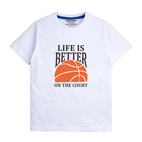 WHITE GRAPHICS LIFE COURT-SHIRT