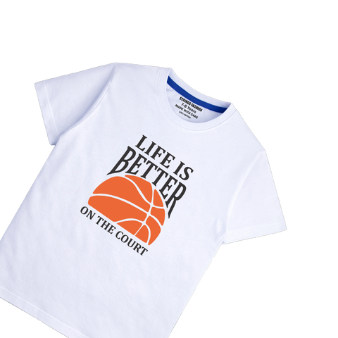 WHITE GRAPHICS LIFE COURT-SHIRT