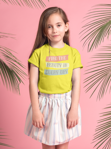 TYPOGRAPHY JUNIOR CANARY YELLOW COLOR GIRLS T.SHIRT