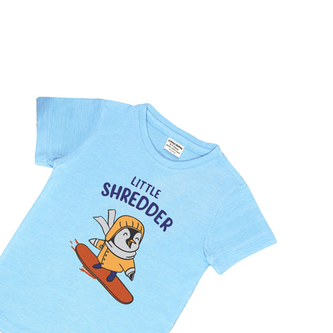 SKY BLUE GRAPHIC T-SHIRT PRINTED SHREDDER