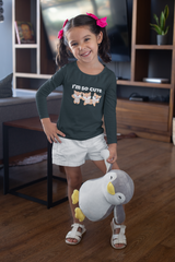 DIGITAL PRINTED I’M CUTE JUNIOR JET BLACK COLOR GIRLS LONG SLEEVE T.SHIRT