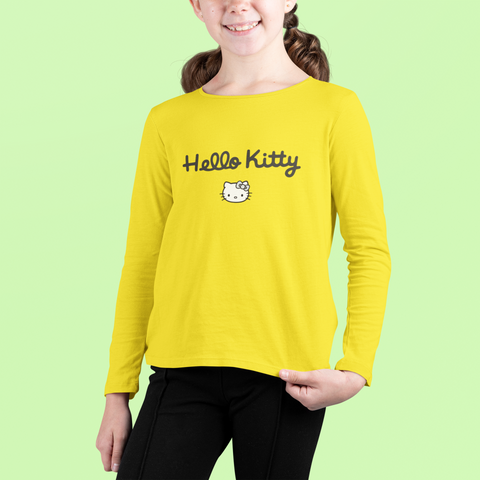 HELLO KITTY JUNIOR BLAZING YELLOW COLOR GIRLS LONG SLEEVE T-SHIRT