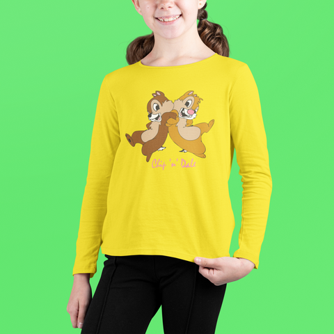 CHIP & DALE JUNIOR BLAZING YELLOW COLOR GIRLS LONG SLEEVE T.SHIRT