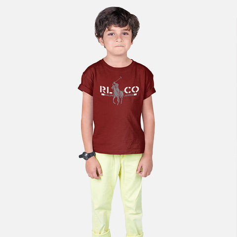 POLO PERINTED MEHROON JUNIOR BOYS T.SHIRT
