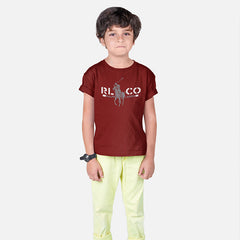 POLO PERINTED MEHROON JUNIOR BOYS T.SHIRT