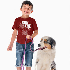 RUN OUT  PRINTED MEHROON JUNIOR BOYS T.SHIRT