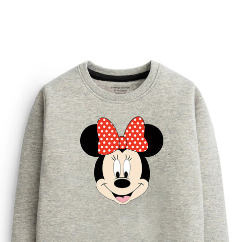 MINNIE GREY HEADER COLOR GIRLS LONG SLEEVE SWEAT-SHIRT