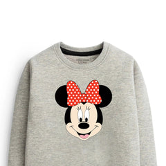 Digital Printed Minnie Grey Header Color Girls Long Sleeve Sweat-Shirt
