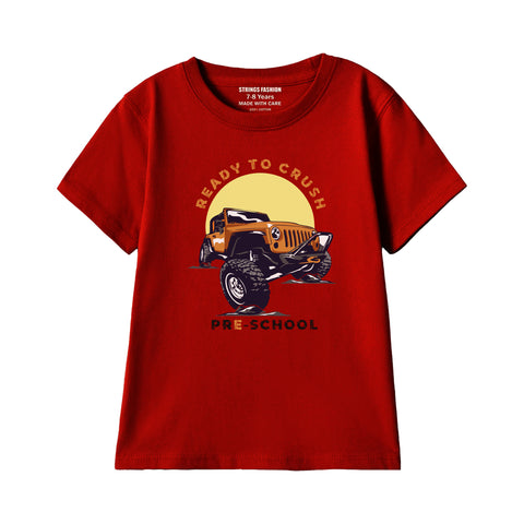 MONSTER TRUCK BOYS SHORT SLEEVE MEHROON T.SHIRT &  SHORTS