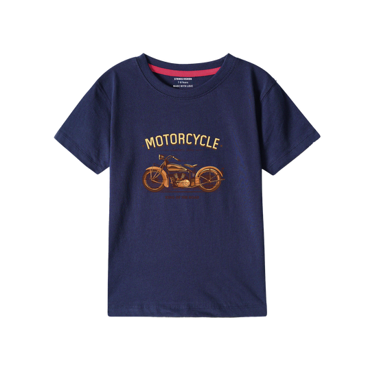 MOTERCYCLE NAVY PRINTED BOYS T.SHIRT 2000