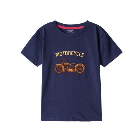 MOTERCYCLE NAVY PRINTED BOYS T.SHIRT