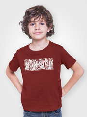 NONSTOP PRINTED MEHROON COLOR JUNIOR BOYS T.SHIRT