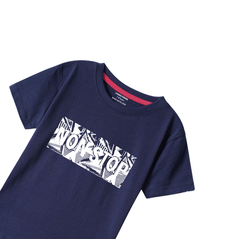 NONSTOP NAVY PRINTED BOYS T.SHIRT