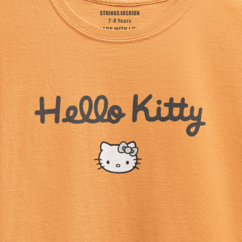DIGITAL PRINTED HELLO KITTY JUNIOR BLAZING ORANGE COLOR GIRLS T.SHIRT