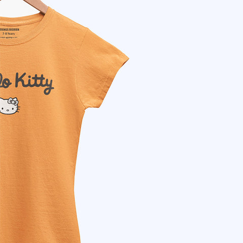 DIGITAL PRINTED HELLO KITTY JUNIOR BLAZING ORANGE COLOR GIRLS T.SHIRT