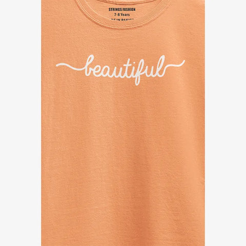 DIGITAL PRINTED BEAUTIFUL JUNIOR MOCK ORANGE GIRLS T.SHIRT