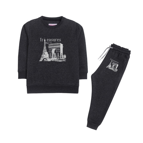 TREASURES JUNIOR BOY CHARCOAL COLOR TRACK SUIT