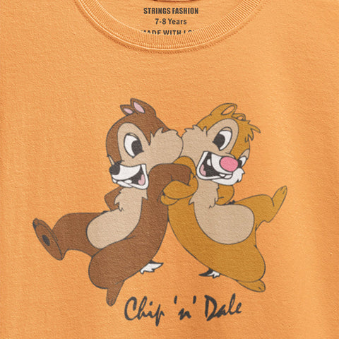 DIGITAL PRINTED CHIP & DALE JUNIOR BLAZING ORANGE COLOR GIRLS T.SHIRT