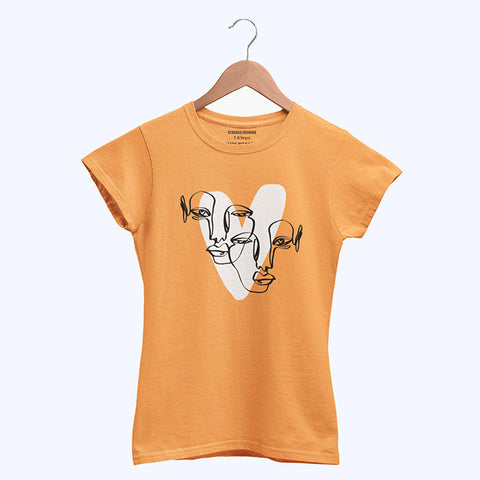 DIGITAL PRINTED HEART CALIGRAPHY JUNIOR BLAZING ORANGE COLOR GIRLS T.SHIRT