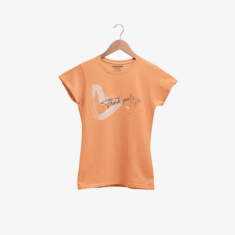 PRINTED THANK YOU JUNIOR ORANGE GIRLS T.SHIRT