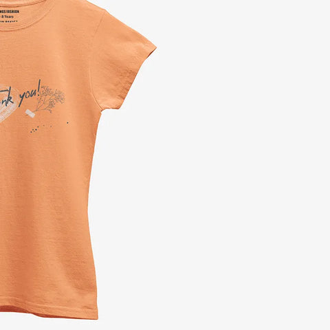 PRINTED THANK YOU JUNIOR ORANGE GIRLS T.SHIRT